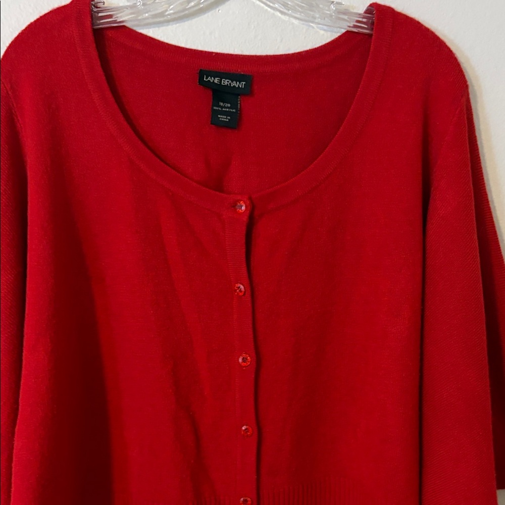 Lane Bryant Bright Red Button-Front Cardigan